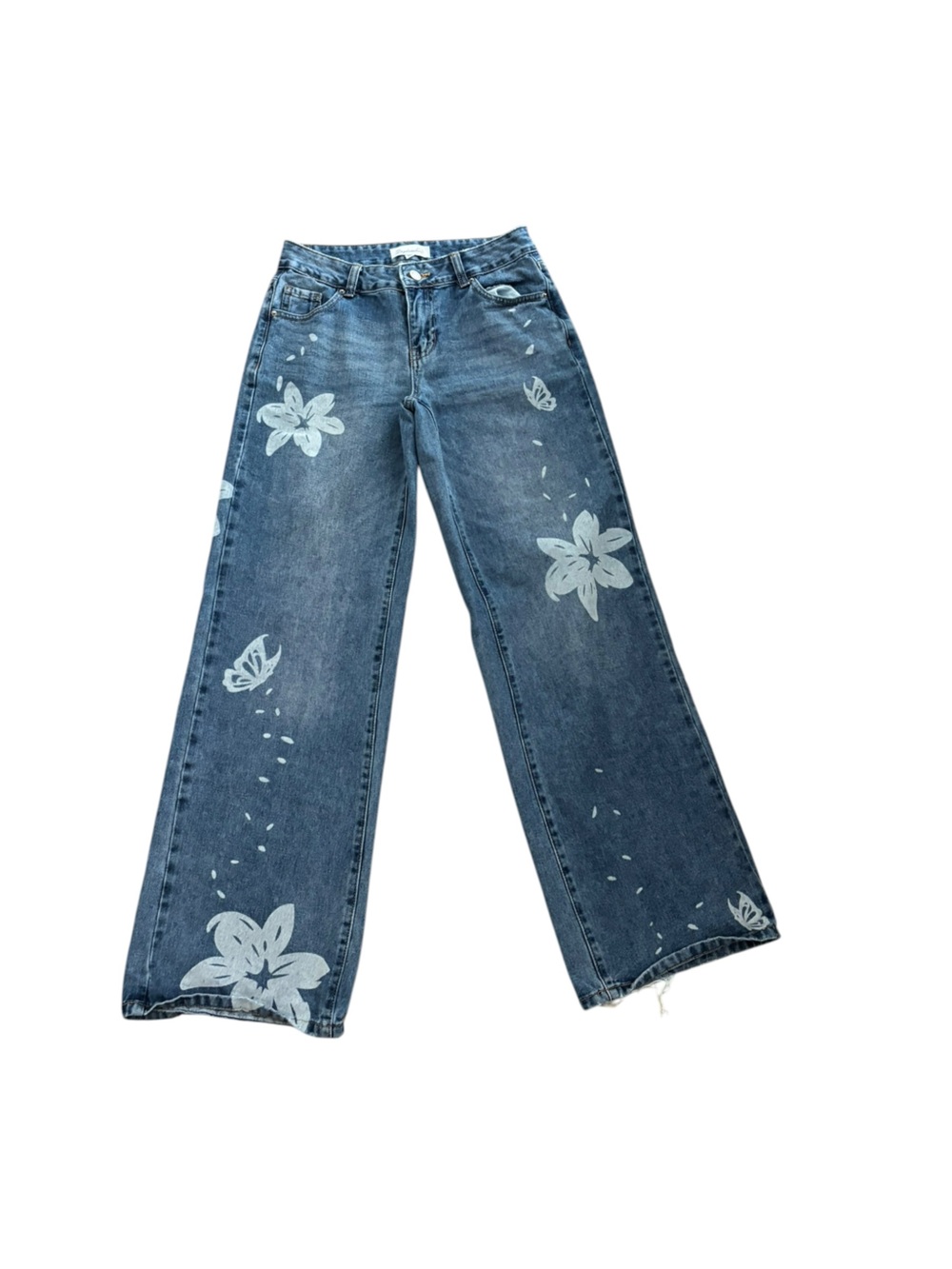 Daydreamer Blue Wide Leg Floral Jeans Size 0/24